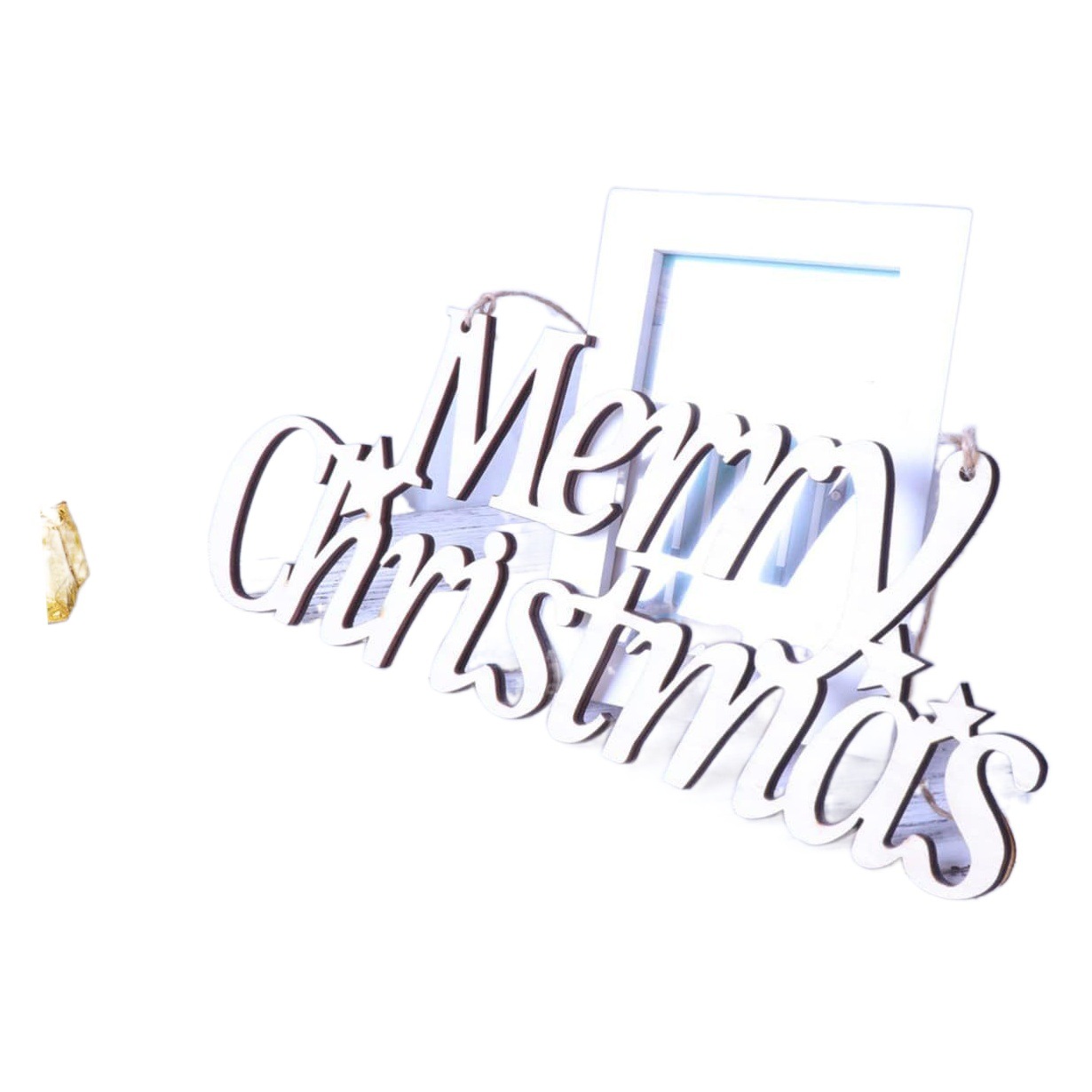 Cross-border New 2PCs Wooden Merry Christmas Hanging Decoration Christmas Tree Wooden Listing Home Decorations