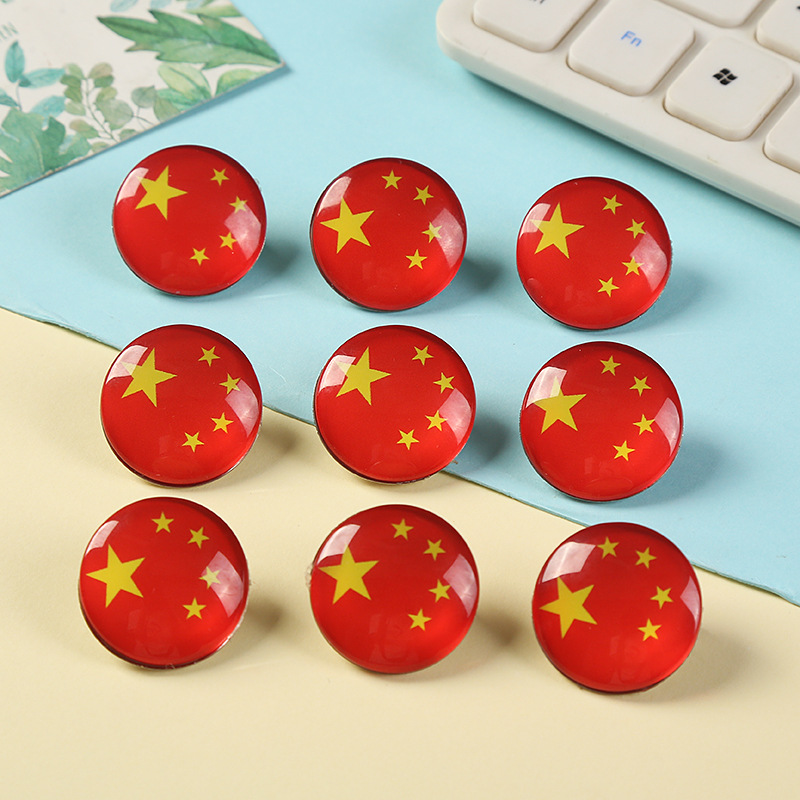 National Day Decorative Flag Badge Red Flag Badge Student Performance Red Pentagram Crystal Brooch Pin Wholesale