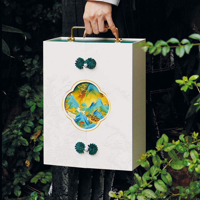 Guofeng Accompanied Gift Box Packaging High-end Portable Gift Empty Box Double-door New Chinese Wedding Bridesmaid Gift Box