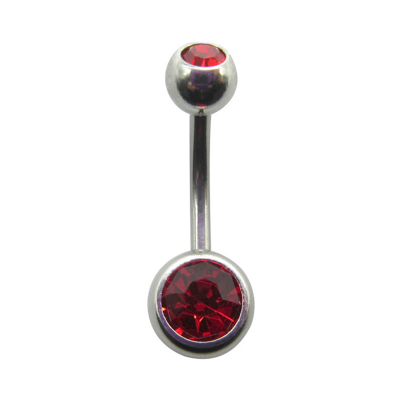 Picture of Meier Stainless Steel Double Diamond Umbilical Ring with Diamond Navel Buckle Cross-border Human Puncture Jewelry with Diamond Navel Nail