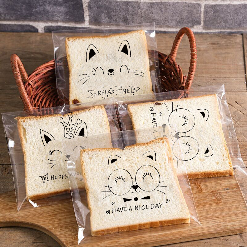 Transparent Gravure Cute Cartoon Bread Bag Bean Pineapple Bag Baking Sliced Toast Full Mai European Bag Self-sealing Packaging