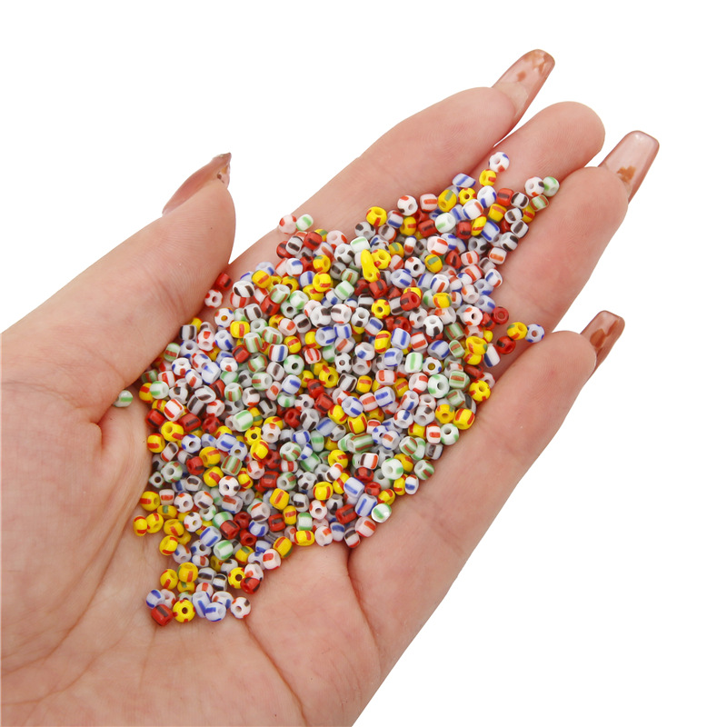 Picture of 3mm glass rice beads necklace bracelet loose beads diy jewelry striped watermelon beads handmade beaded homemade material bag