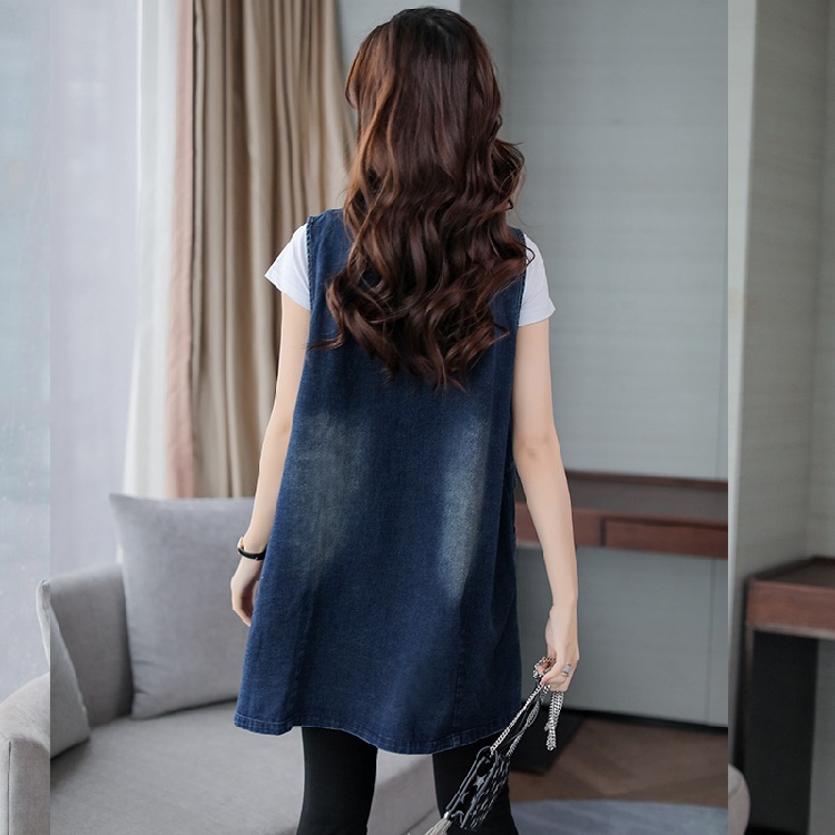 Picture of 2024 Spring and Autumn New Denim Vest Women's Mid-Length Korean Style Waistoutwear Fat mm Large Size Loose Vest Blazer