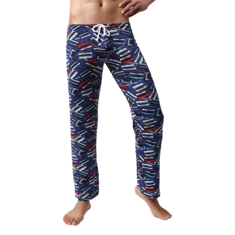 Picture of Factory wholesale fancaz men's trousers blue printed classic thin casual loose mid-waist pajama pants AliExpress