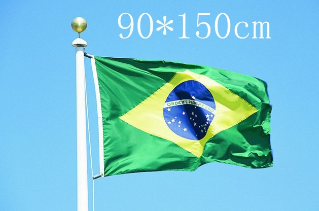 F908 in stock wholesale 90 * 150cm 3 * 5ft Brazil flag No. 4 polyester flag