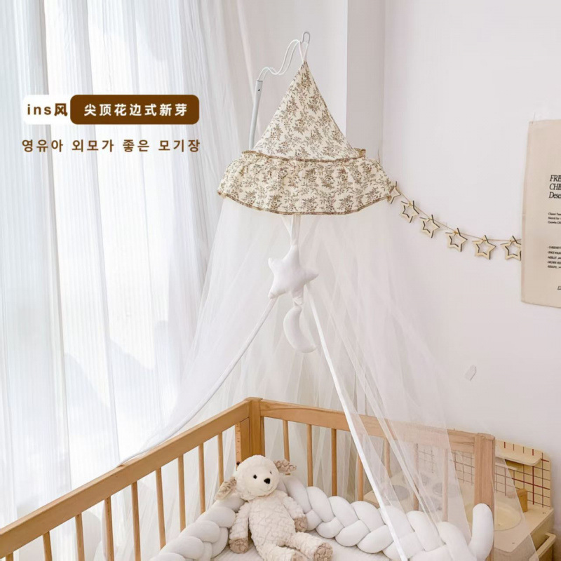 Picture of Baby Crib Mosquito Net with Bracket Kidsren's Bed Mosquito Net Cover Baby Bb Newborn Floor Clip-Type Anti-Mosquito Encryption Universal