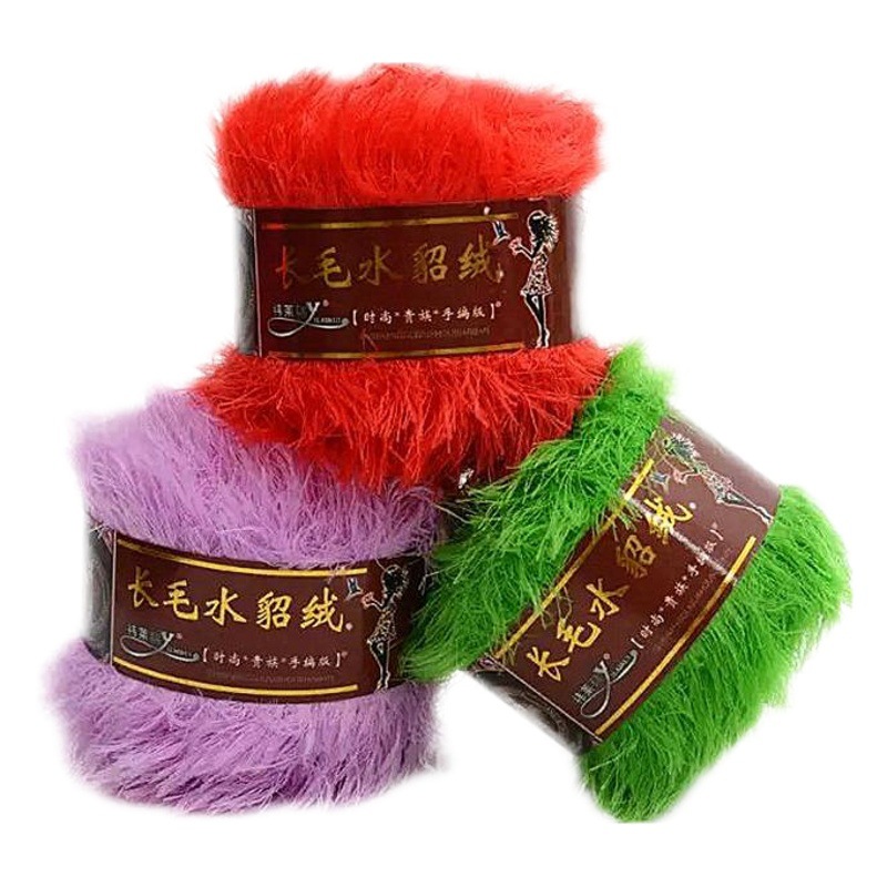 Long Plush Yarn Imitation Fur Yarn for Knitting Sweaters, Handmade Crafts, DIY Nylon Yarn Wholesale, Warm and Thickened