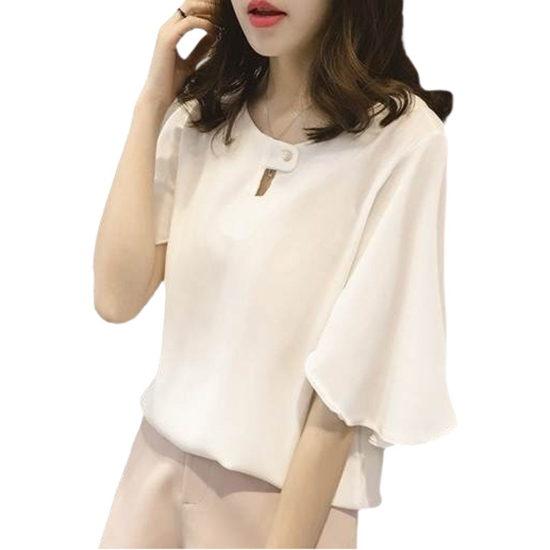 Picture of 2024 Spring and Summer Plus Size Women's Clothing 100kg Fat mm Loose Slim Short Sleeve T-Shirt Top Women's Chiffon Shirt