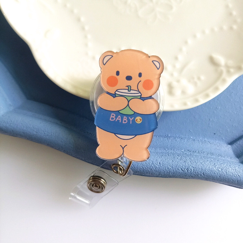 Picture of Nurse Badge clip cute bear rabbit cartoon easy pull buckle easy pull staff brand badge telescopic buckle