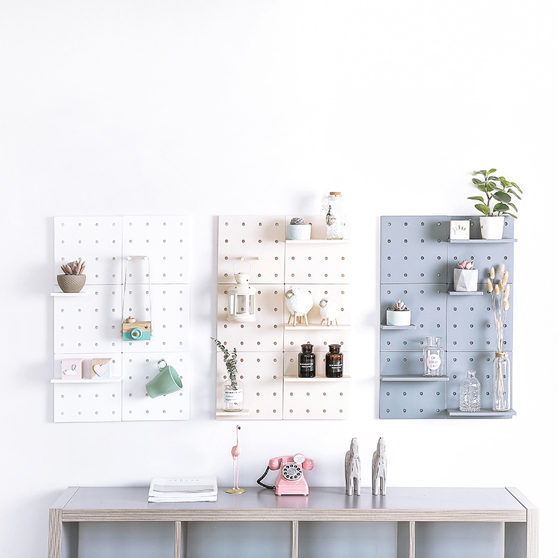 Picture of Casual Plastic Hole Board Set Living Room Kitchen Wall Bedroom Storage Wall Partition Home Wall Hanging Shelf