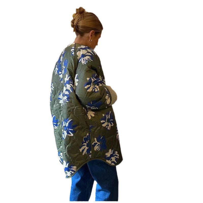 Picture of Fashion Printed Lapel Contrast Casual Cotton-padded Coat New Product for Autumn and Winter 2023