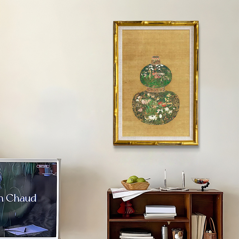 Gourd Vase French retro Chinese style hallway decorative painting new Chinese style mid-ancient living room study hallway wall