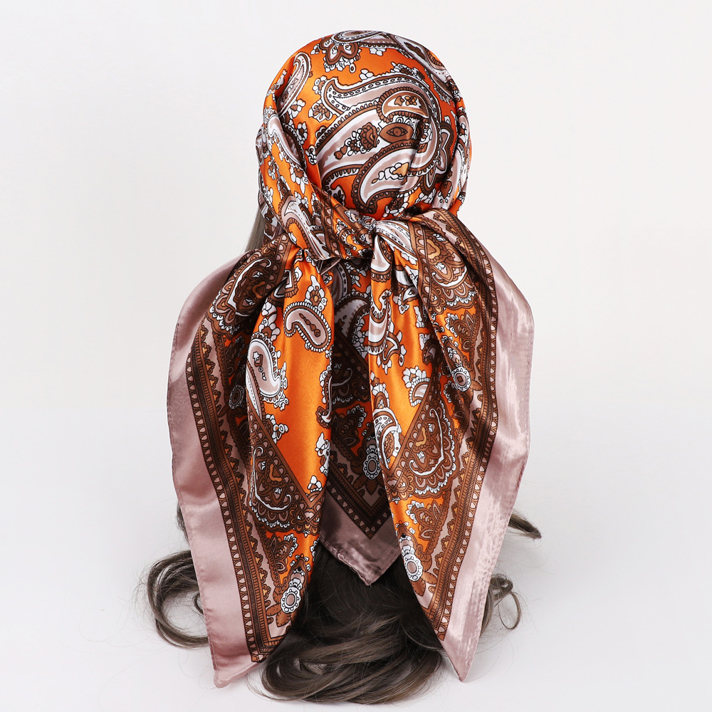Picture of Simulated Silk Scarf Women's Headscarf 90*90cm Square Scarf Pattern Scarf Shawl European and American Cross-Border Scarf Wholesale