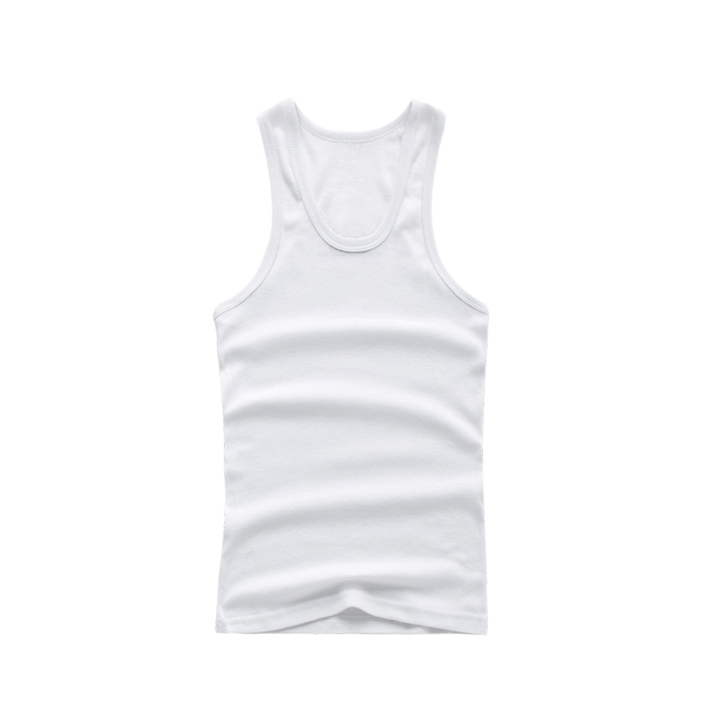 Picture of American Vest Men's Summer White Cotton Elastic Sports Fitness Sleeveless Hurdle Men's Inner Layering Undershirt