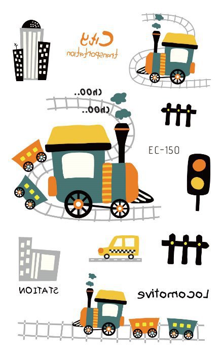 Picture of Children's Cartoon Transport tattoo Paper stickers Aircraft Ship Train Track Creative tattoo stickers
