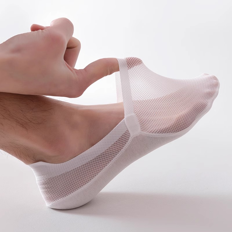 Men's Summer Thin Non-Slip No-Show Socks with Pure Cotton Sole, Short Socks, Low-Cut Invisible Socks for Men