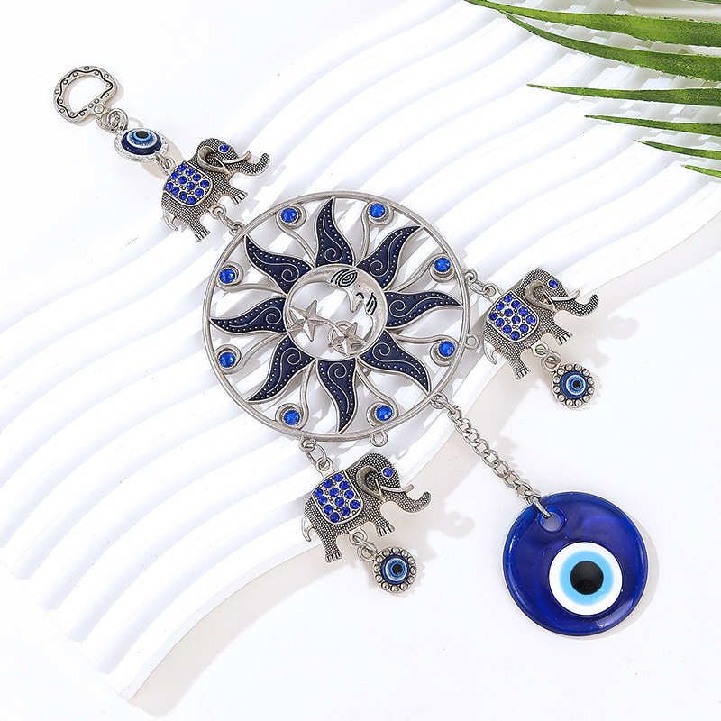 Original Sunflower Wind Chime Retro Puppet Blue Eye Decoration Car Pendant Star Moon Elephant Wall Decoration Dreamy