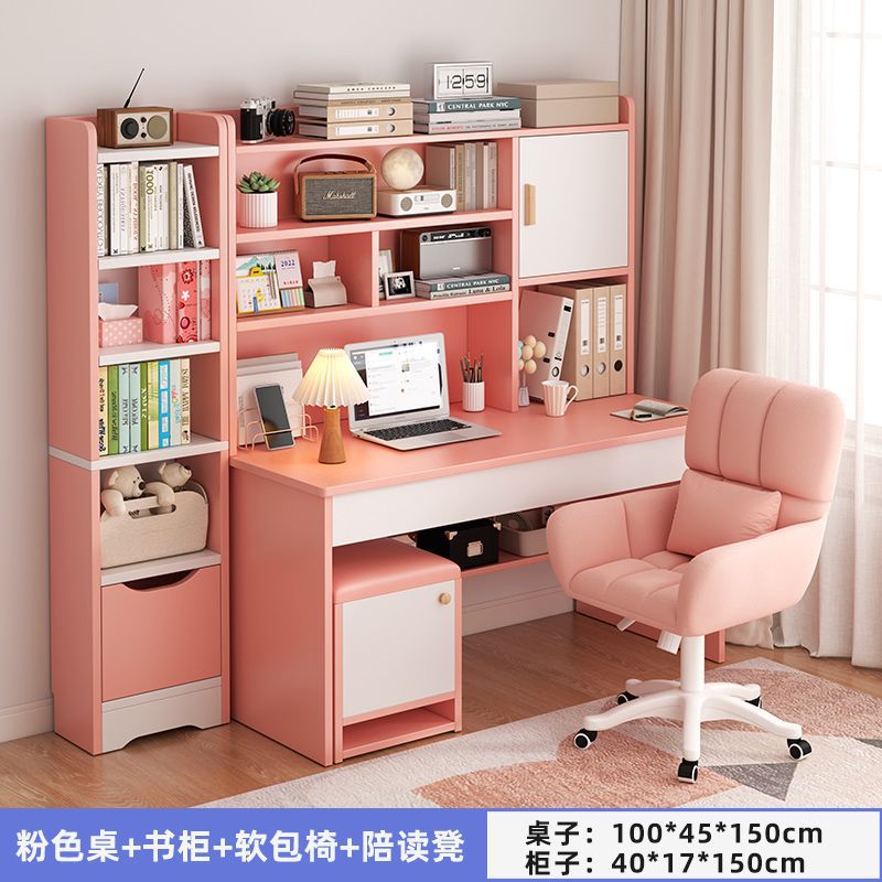 Picture of Student home study desk, children's desk, bookshelf combination table and chair set, simple bedroom, children's writing desk