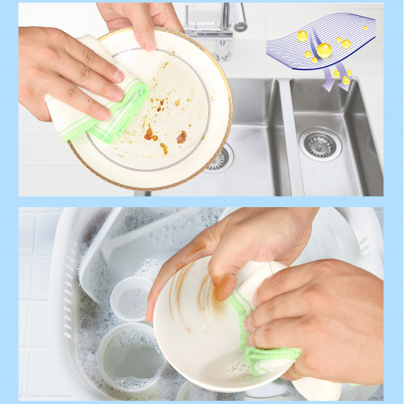 Picture of Miaojie Cotton Soft Dish Cloth 3 Pieces Treasure Everything Water Absorbent Oleophobic Kitchen Stove Household Dish Cloth MTC3