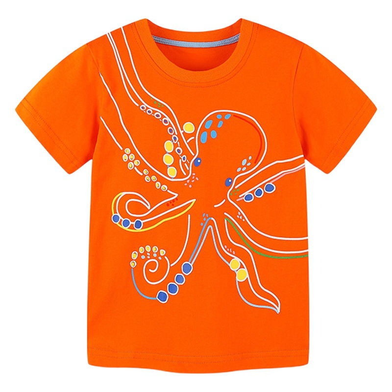 Picture of 25 Summer New Boys T-shirt European and American Style Cartoon Octopus Printed Children's Round Neck Short Sleeve Top