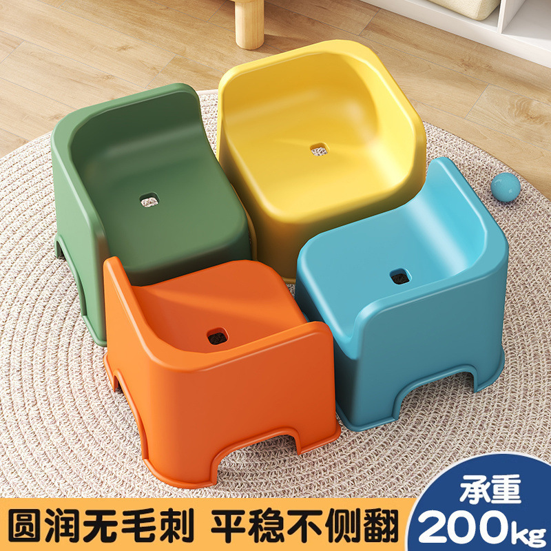 Children's Plastic Small Stool Kindergarten Backrest Chair Dining Chair Household Small Bench Low Stool Shoe Changing Stool Anti-Fall Bath Stool