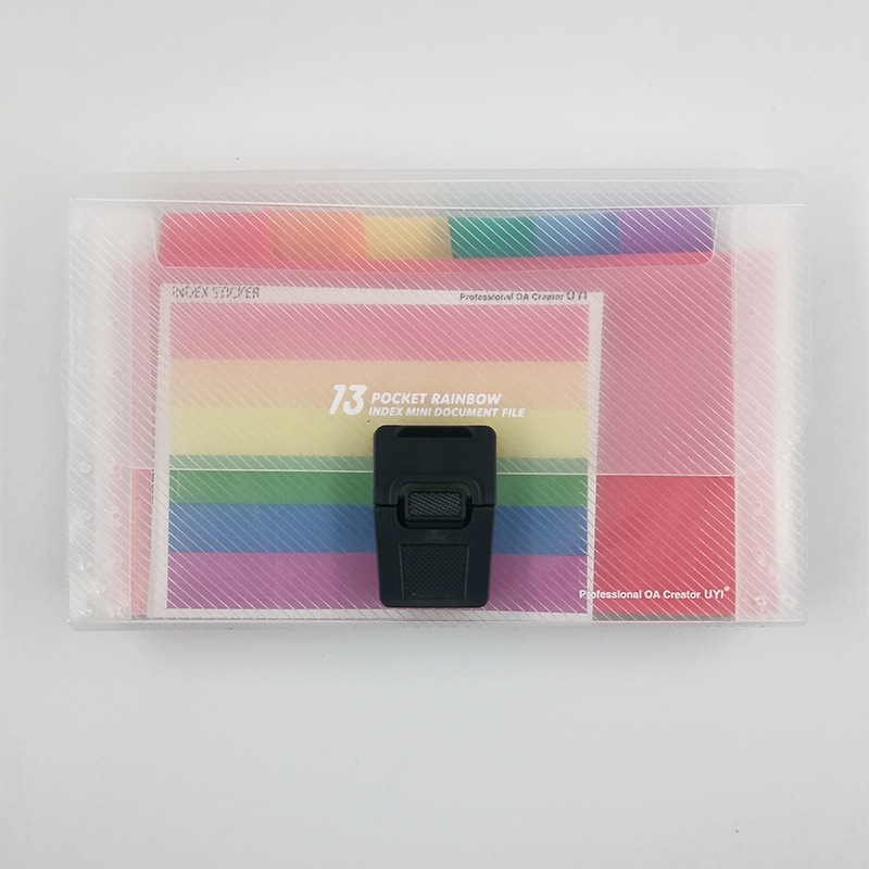 Picture of Rainbow organ bag folder file clip plastic rope bundle office A6 mini bill bag 13 storage clip wholesale