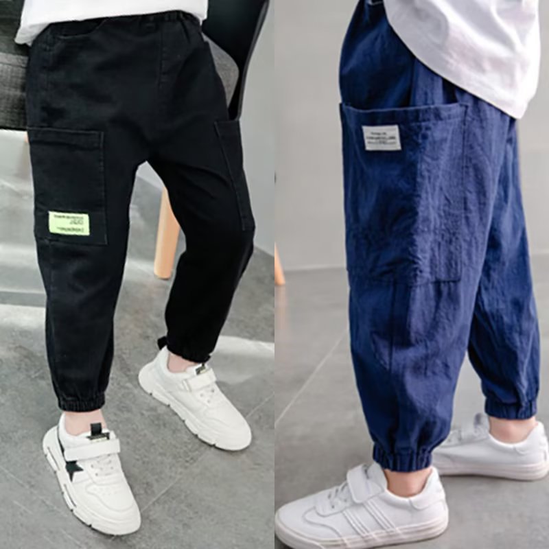 Boys Cotton and Linen Nine-point Anti-mosquito Pants 2023 Summer New Children's Casual Sports Trousers Boys Pants