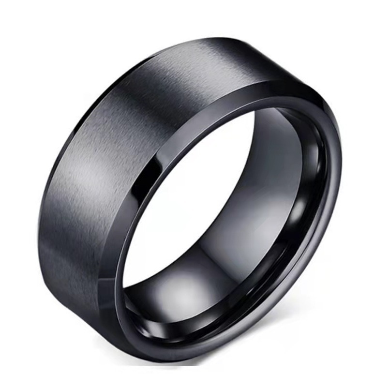 Picture of European and American Popular Stainless Steel Double Bevel Edge Frosted Glossy Ring Titanium Steel Fashion Men's Matte Brushed Wholesale