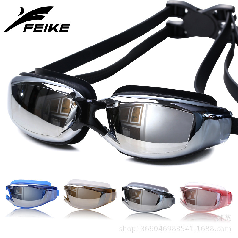 Picture of Genuine Flying Goggles Men's and Women's Large Frame Electroplated Myopia Swimming Glasses Flat Light Swimming Glasses Waterproof Anti-fog HD