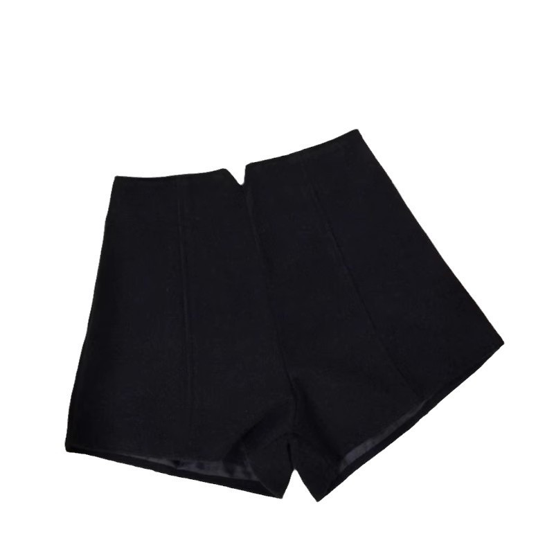 Picture of Black Woolen Shorts with Long Boots Women's Autumn High Waist A- Shoes Winter Outer Wear Base Boots Pants for Small