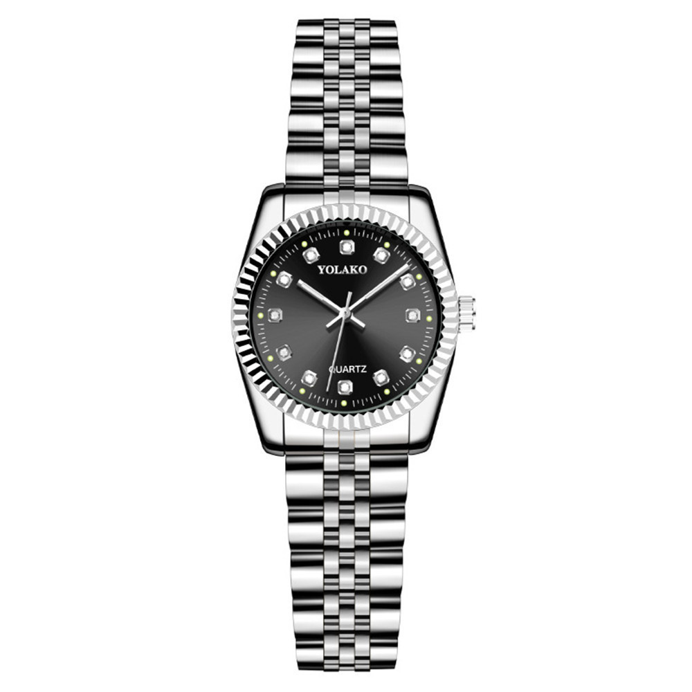 Picture of Diamond Face Steel Band Calendar Watch Women's Simple Casual Student Fashion Quartz Gold suit Men's Watch Couple