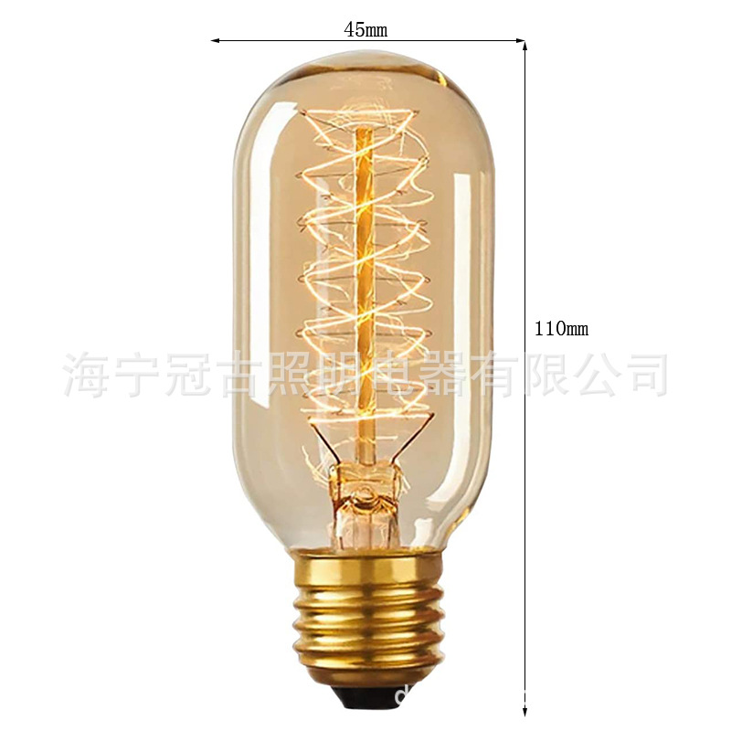 Picture of Amazon for T45 Edison bulb 40W spiral retro tungsten lamp 120V220V