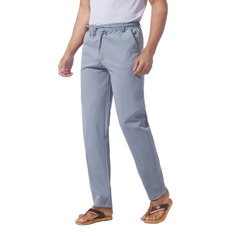 Picture of 2022 summer casual pants men's loose straight overalls long pants men's thin work Business stretch pants men