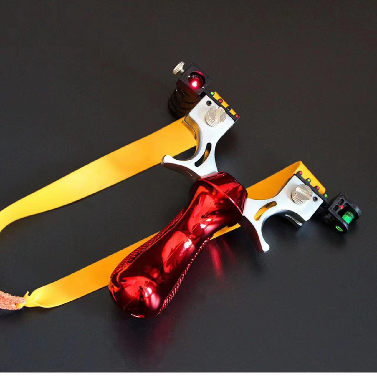 Picture of Laser aiming 98K slingshot level infrared aiming resin 98k fast pressure elastic flat rubber band fiber aiming slingshot