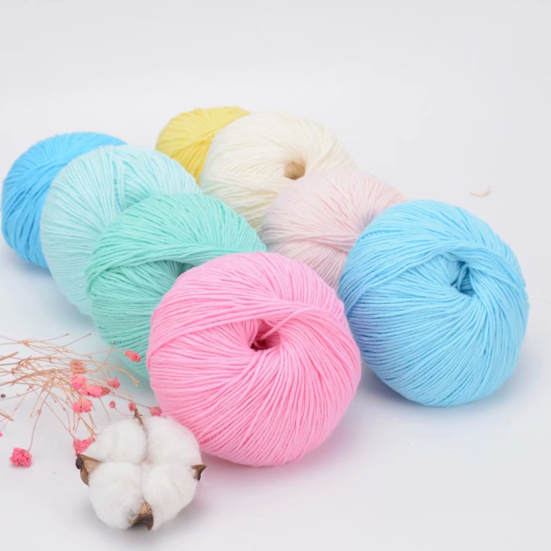 8-Strand Pure Cotton Baby Thread Hand-Knitted Scarf Hat Baby Thread Crocheted Xinjiang Long-Staple Cotton Stick Needle Spring and Summer Wool