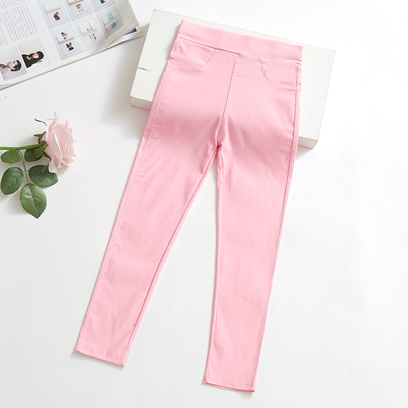 Picture of Girls' Pencil Pants Spring and Summer Thin Candy Color Children's Outer Wear Leggings Big Children's Tight Black Leggings