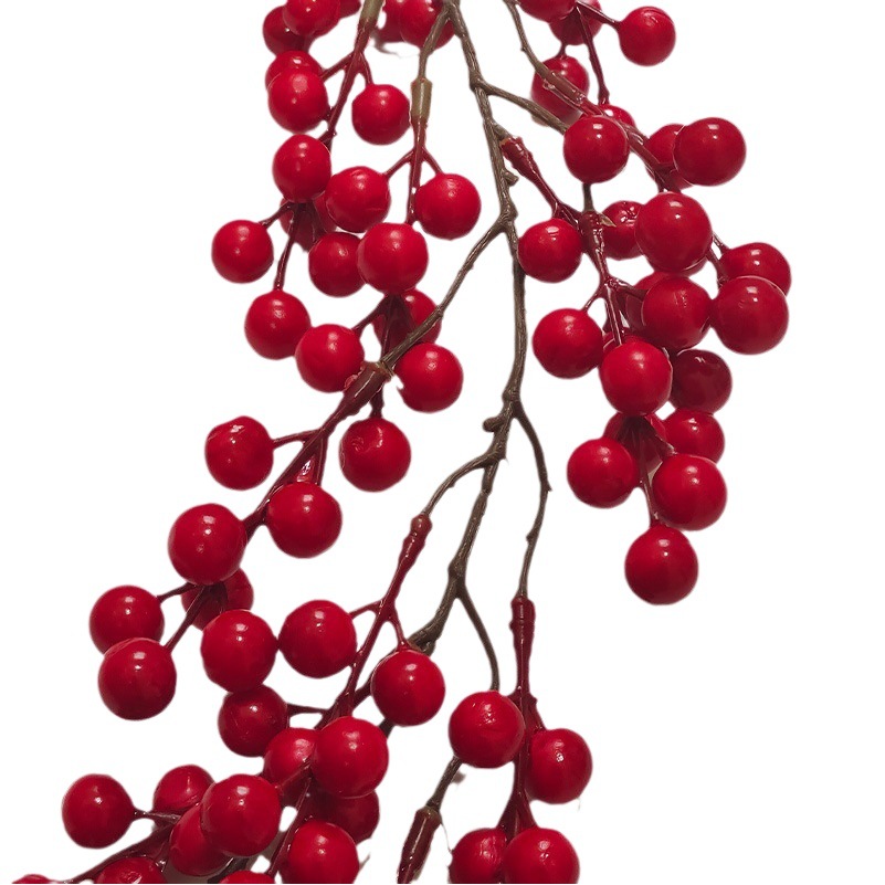 Simulation Red Fruit Rattan Christmas Atmosphere Scene Arrangement Hanging Decoration artificial Acacia Bean Berry Rich Fruit Decorative Rattan