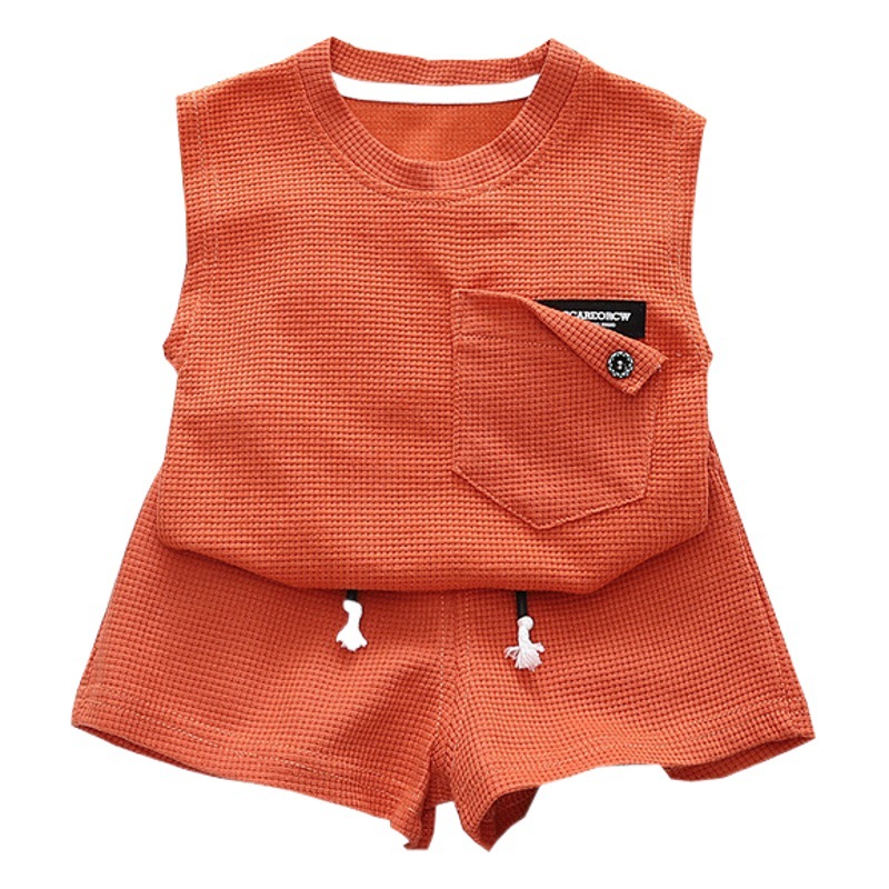 Baby's Summer Vest suit 2023 New Korean Style Children's Wear Baby's Summer Cotton Boys' Sleeveless Shorts