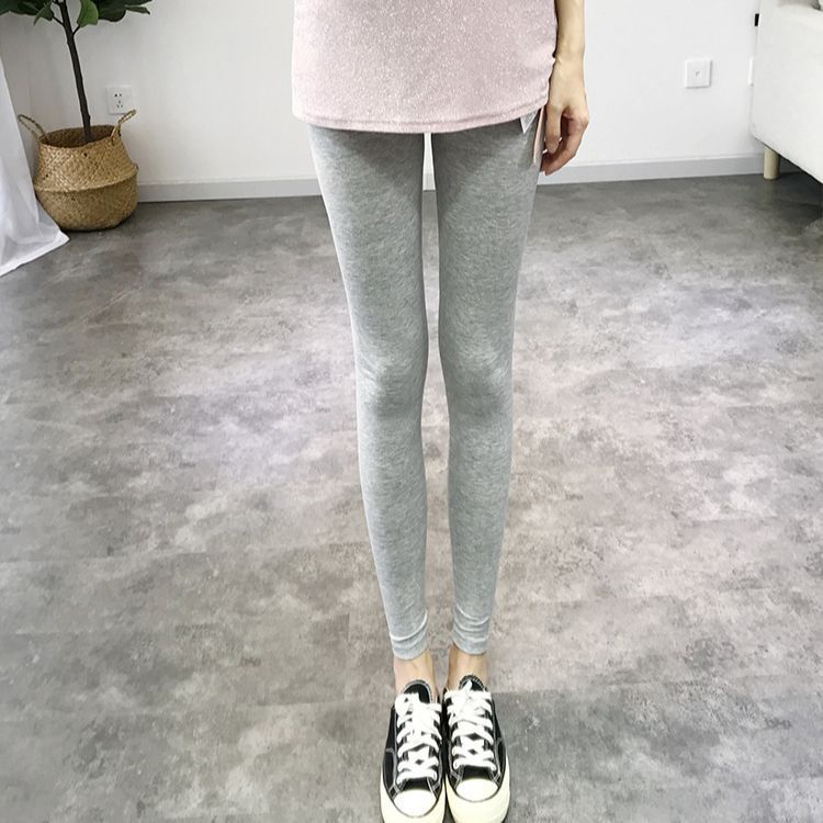 Picture of Large number of in stock thin spring and summer pregnant women solid color cropped pants autumn adjustable leggings pregnant women pants bottoming trousers