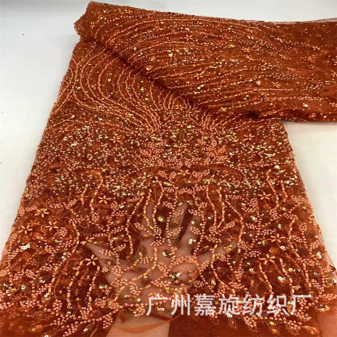 Spot Beaded Mesh Embroidered Cloth African Bride Wedding Dress Embroidered Lace African Bride Lace