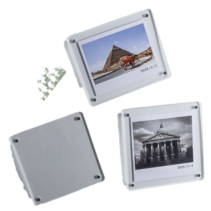 Picture of Magnetic suction acrylic photo frame Polaroid diy photo wall 3 inch magnet photo refrigerator sticker small card display board for lovers