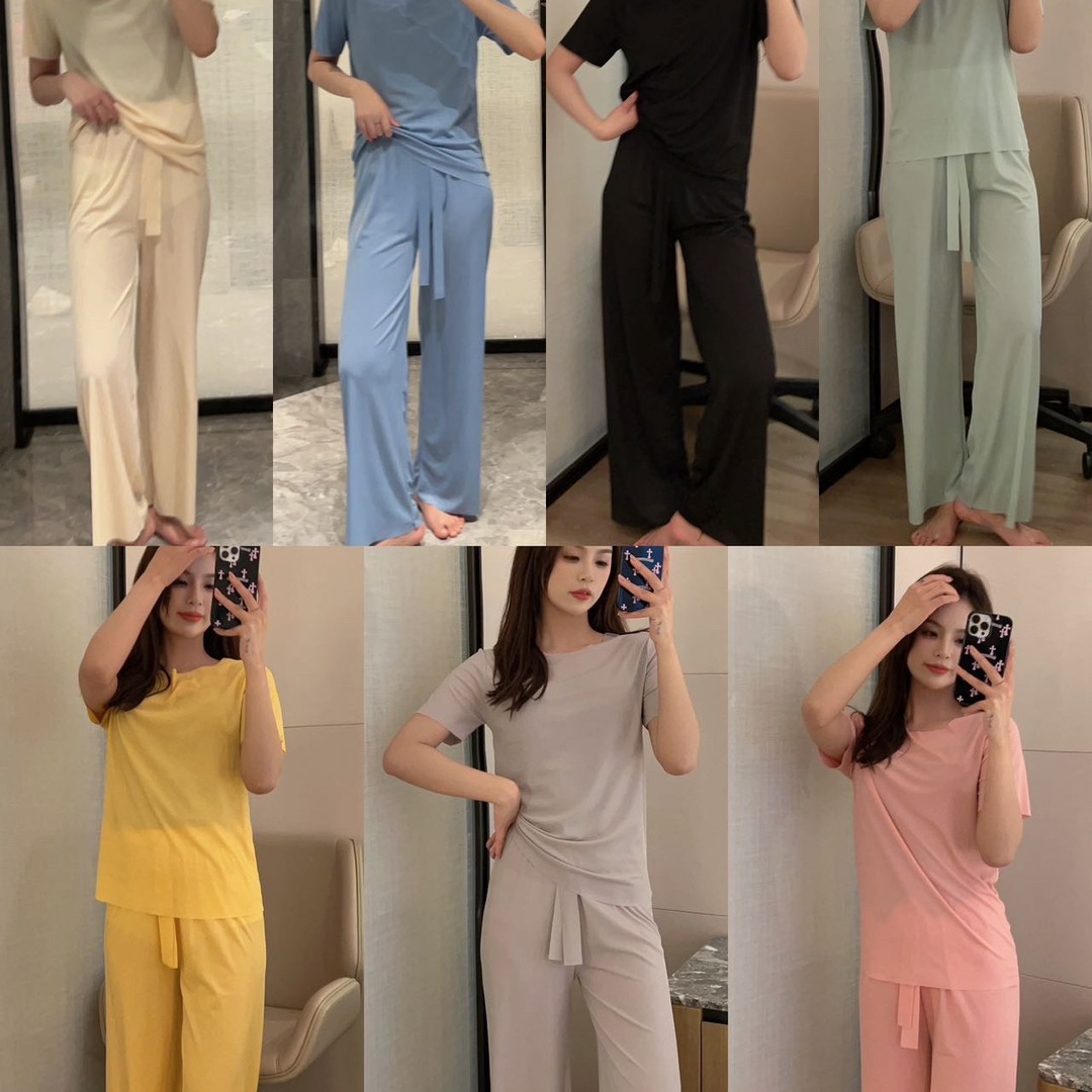 Little Hong Kong sister soft suit women's spring and summer thin home wear fashion casual Ice Silk plus size Lazy suit two-piece suit