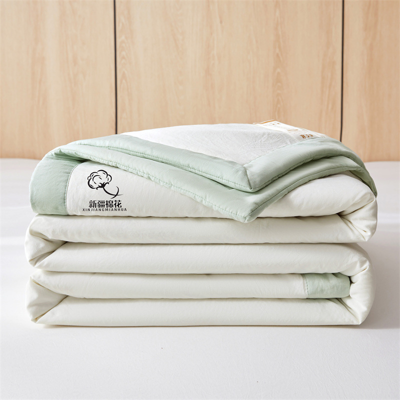Picture of Class A unprinted wind water washed cotton summer quilt solid color Xinjiang cotton air conditioning quilt machine washable summer cool quilt thin quilt gift
