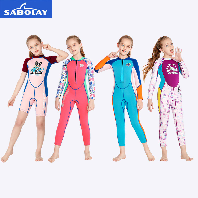 Picture of Autumn and Winter Children's 2MM Thickened Girls' Long Sleeve Swimwear Sunscreen Cartoon Surfing Children's Swimsuit Diving Suit