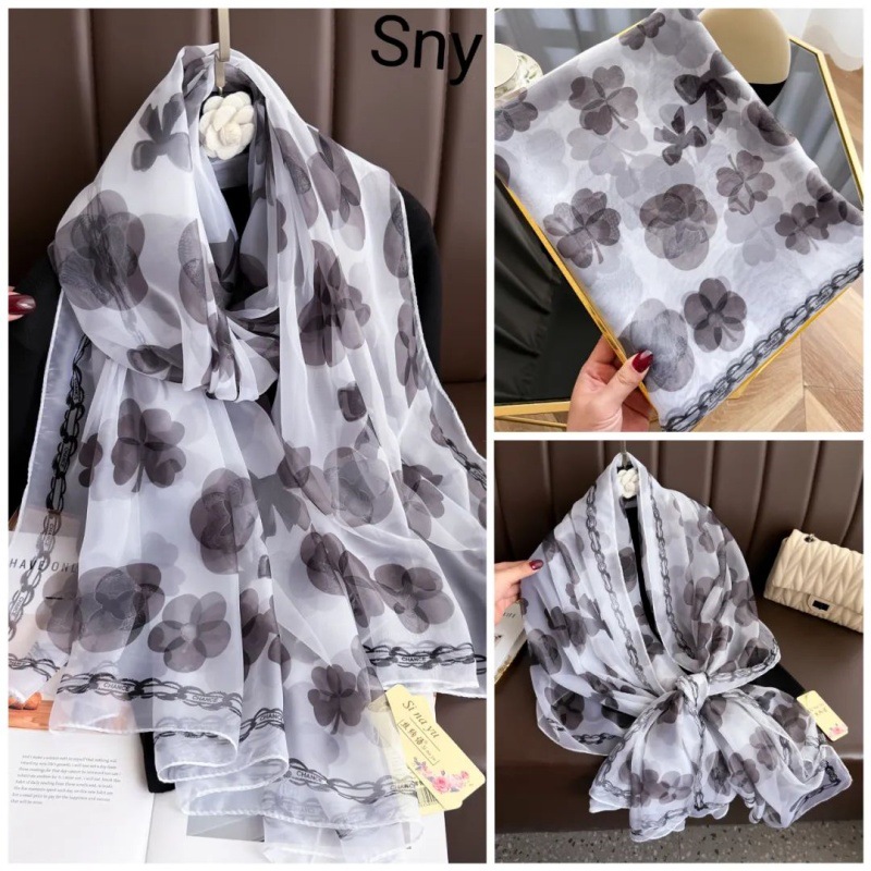 Picture of Spring and Summer New Soft Yarn Sunscreen Shawl Summer Thin Imitation Silk Long Silk Scarf Fashion Printed Flower Scarf
