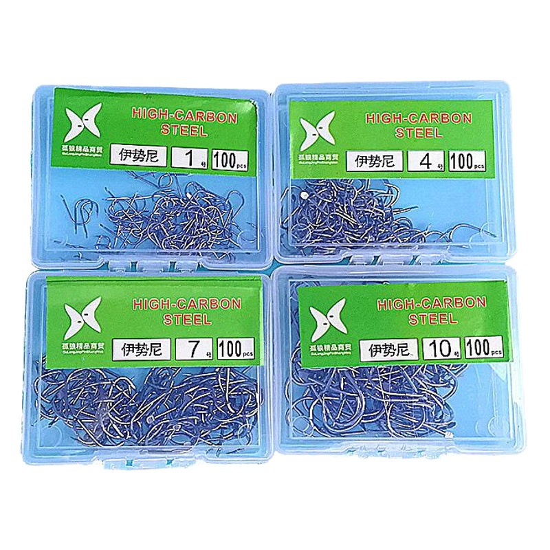 Isany fishhook 100 barbed non-bulk fishing hook boxed fishing hook fishing gear fishing supplies