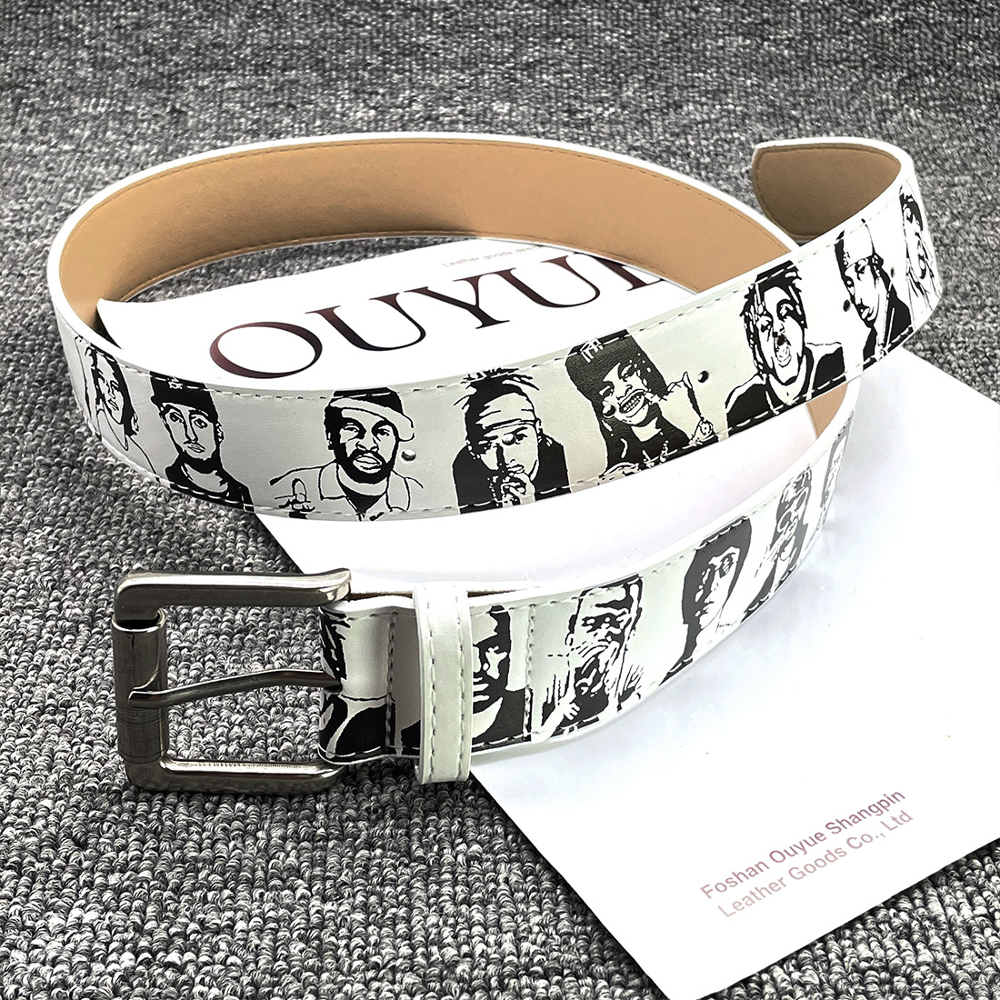 Erd New Vintage Portrait Hand-Painted Belt Fashion Retro Belt American Retro Unisex Niche Y2K
