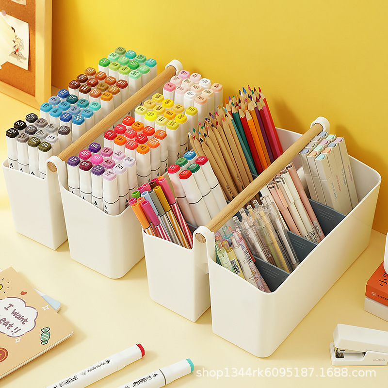 Picture of Large capacity pen holder children's watercolor pen marker pen brush storage box book desktop boys and girls stationery pencil bucket