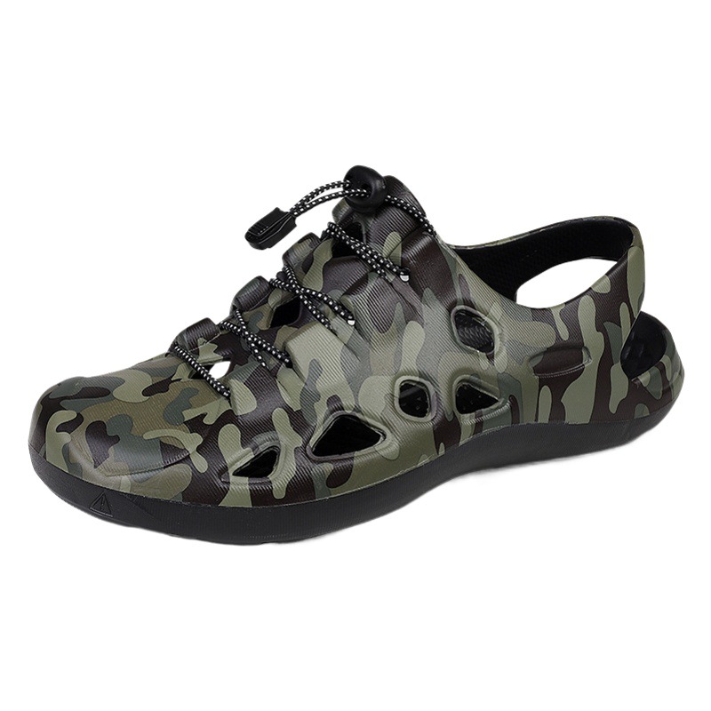 EVA Lightweight Slip-on Outdoor Sandals Cross-border plus size Lace-up Transfer Beach Shoes Men's One Piece Hair