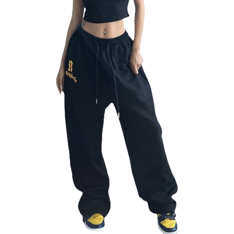 American New Niche Design All-match Jazz Sports Pants Women's Loose Hip-hop Street Straight Leg Casual Sweatpants